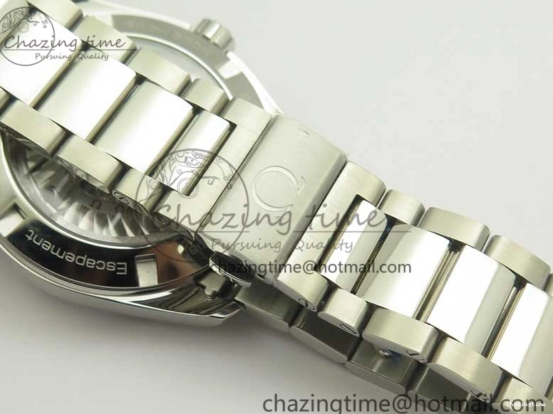 0310 Stylish Aqua Terra 150M GMT SS VSF 1:1 Best Edition Black Textured Dial on SS Bracelet A8605 Super Clone 8055